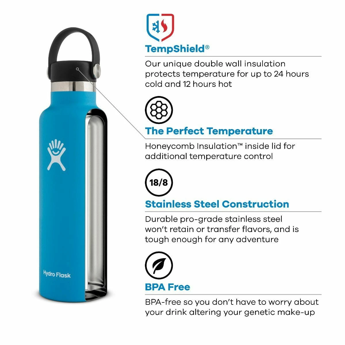 Hydro Flask 21 Oz (621 Ml) Standard Mouth - Seagrass – Bild 2